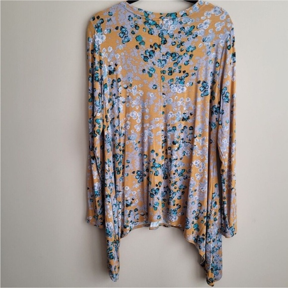 LOGO by Lori Goldstein Asymmetrical Blue and Tan Tunic - Picture 5 of 8